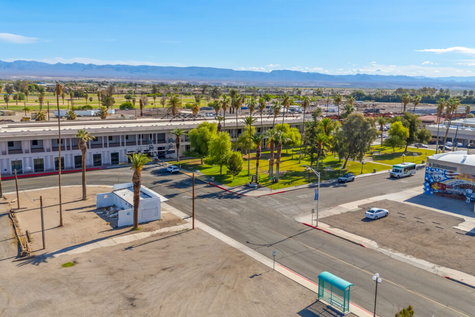 Aerial of train depot